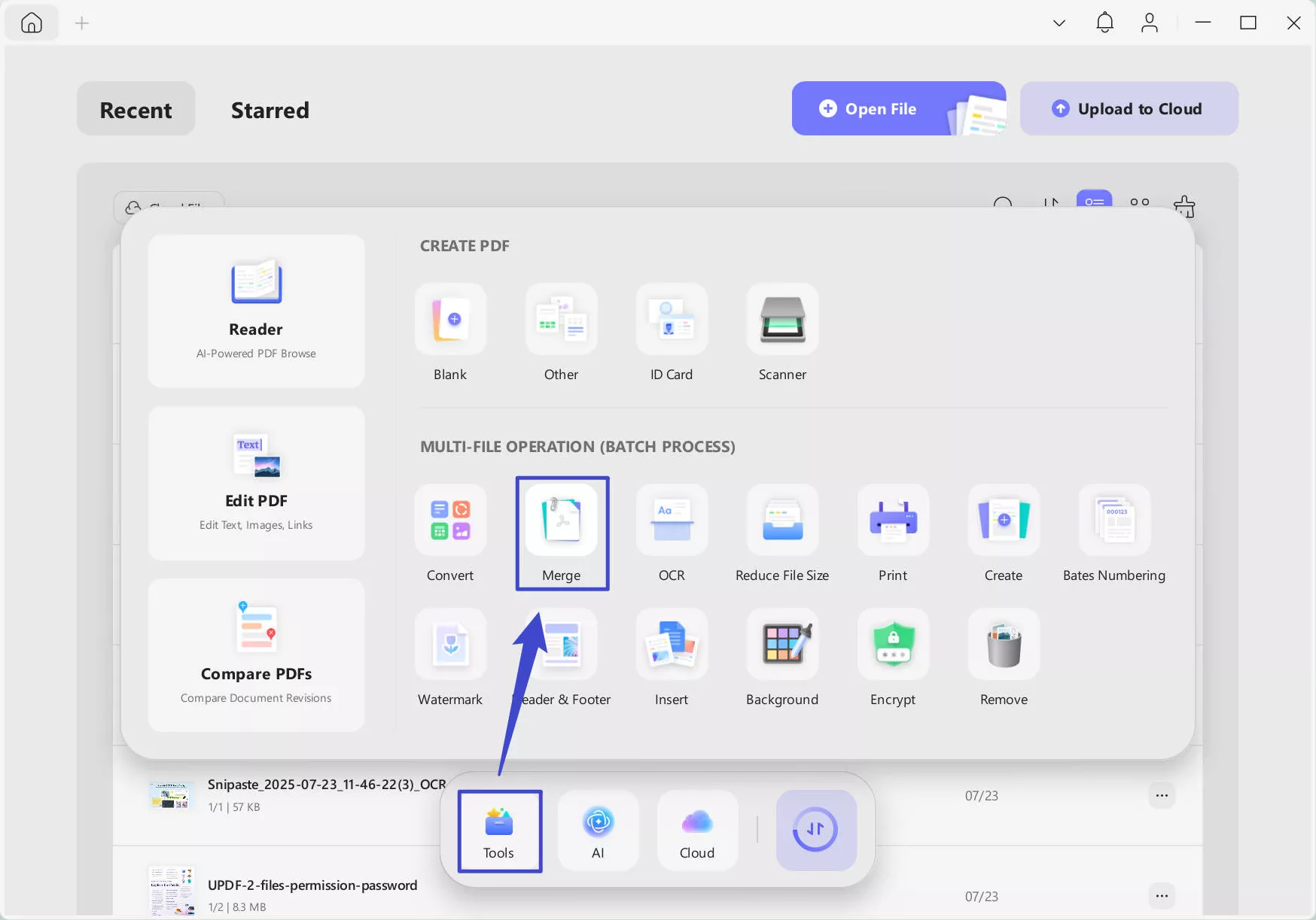 batch merge updf windows