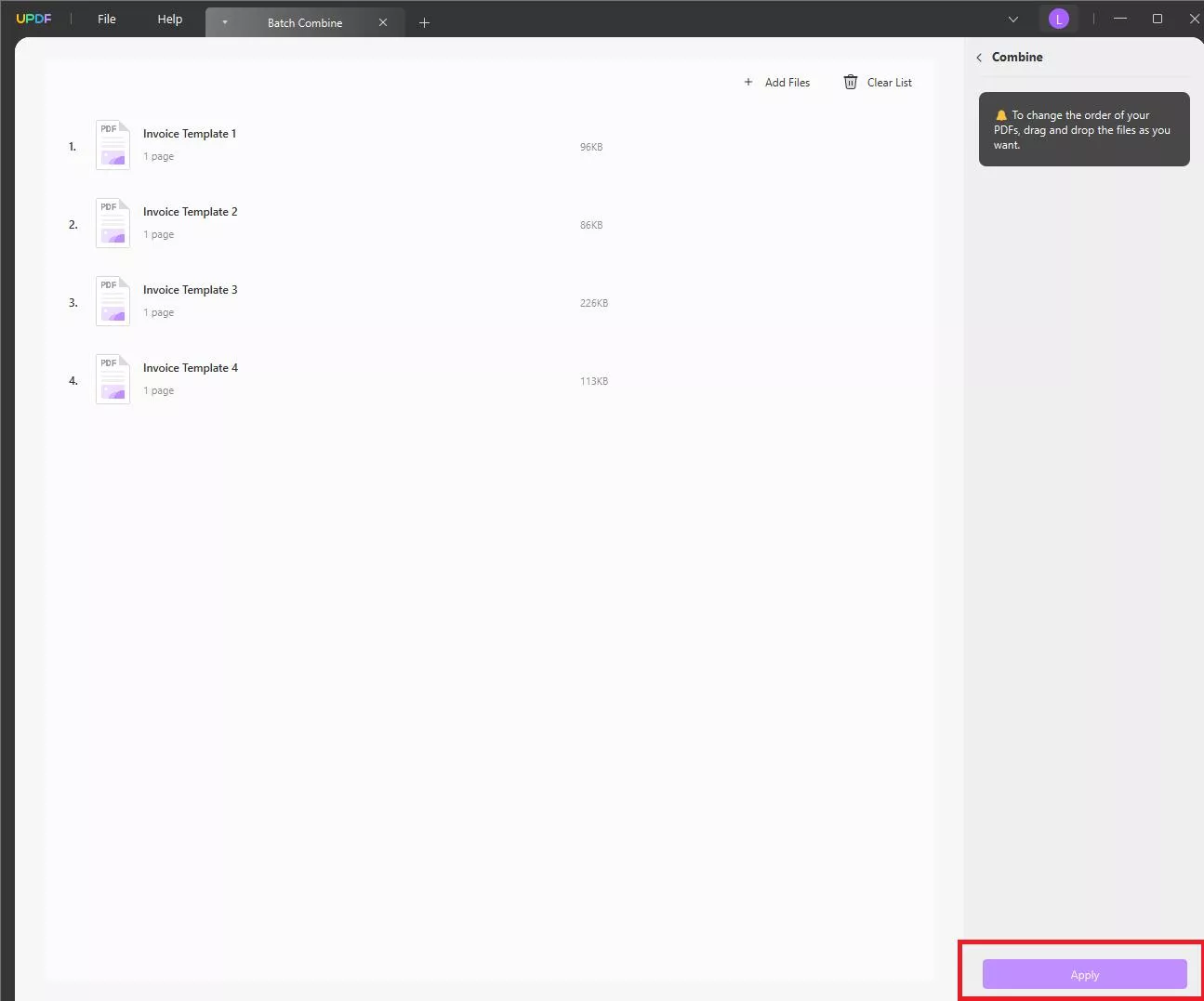 click apply at the bottom right