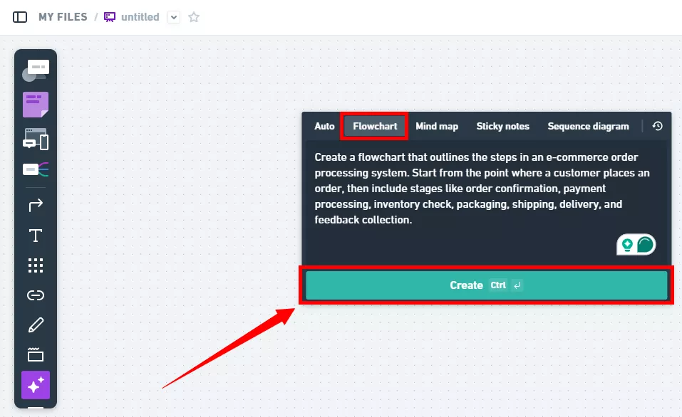 convert prompt to flowchart in whimsical