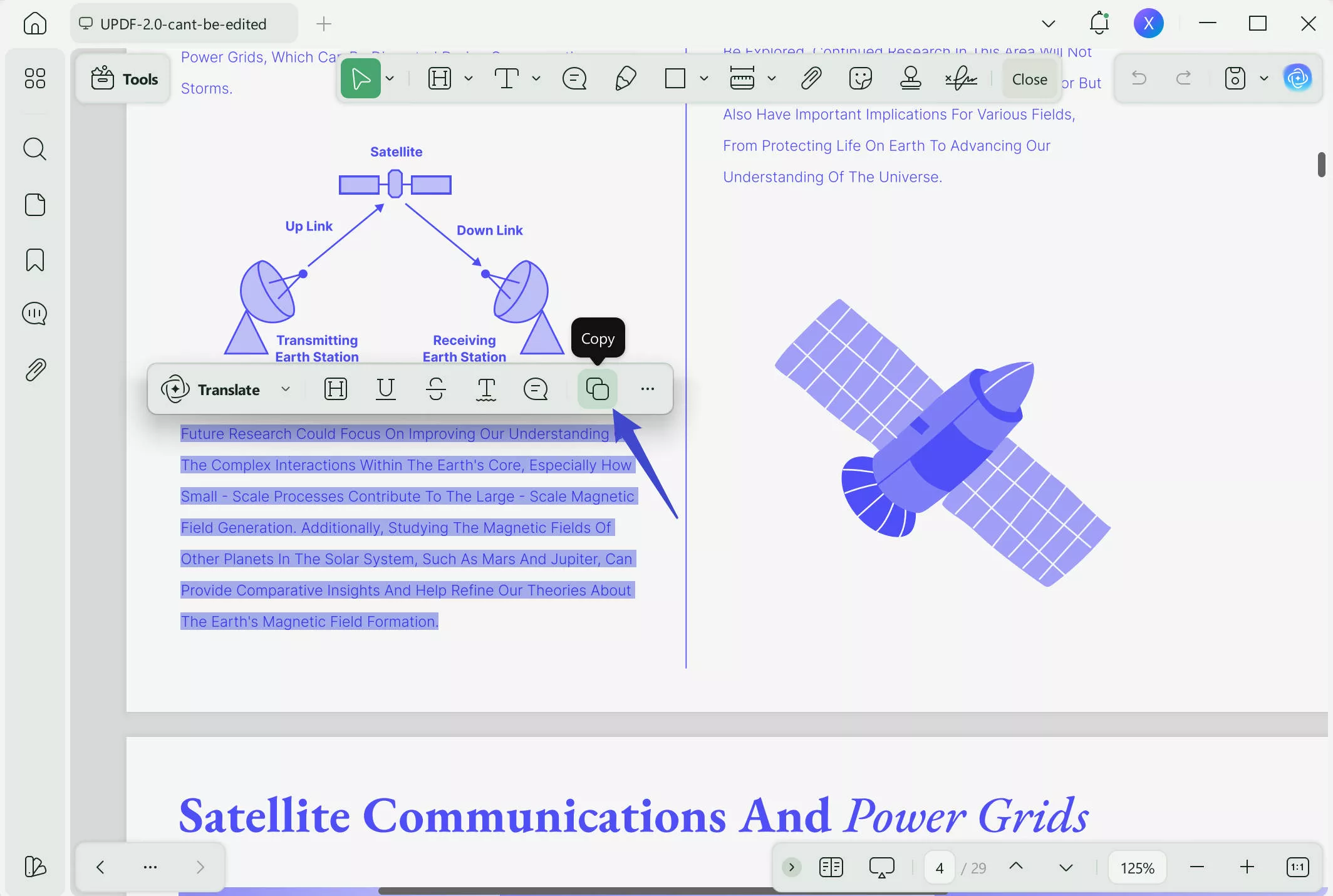 copy the content in UPDF