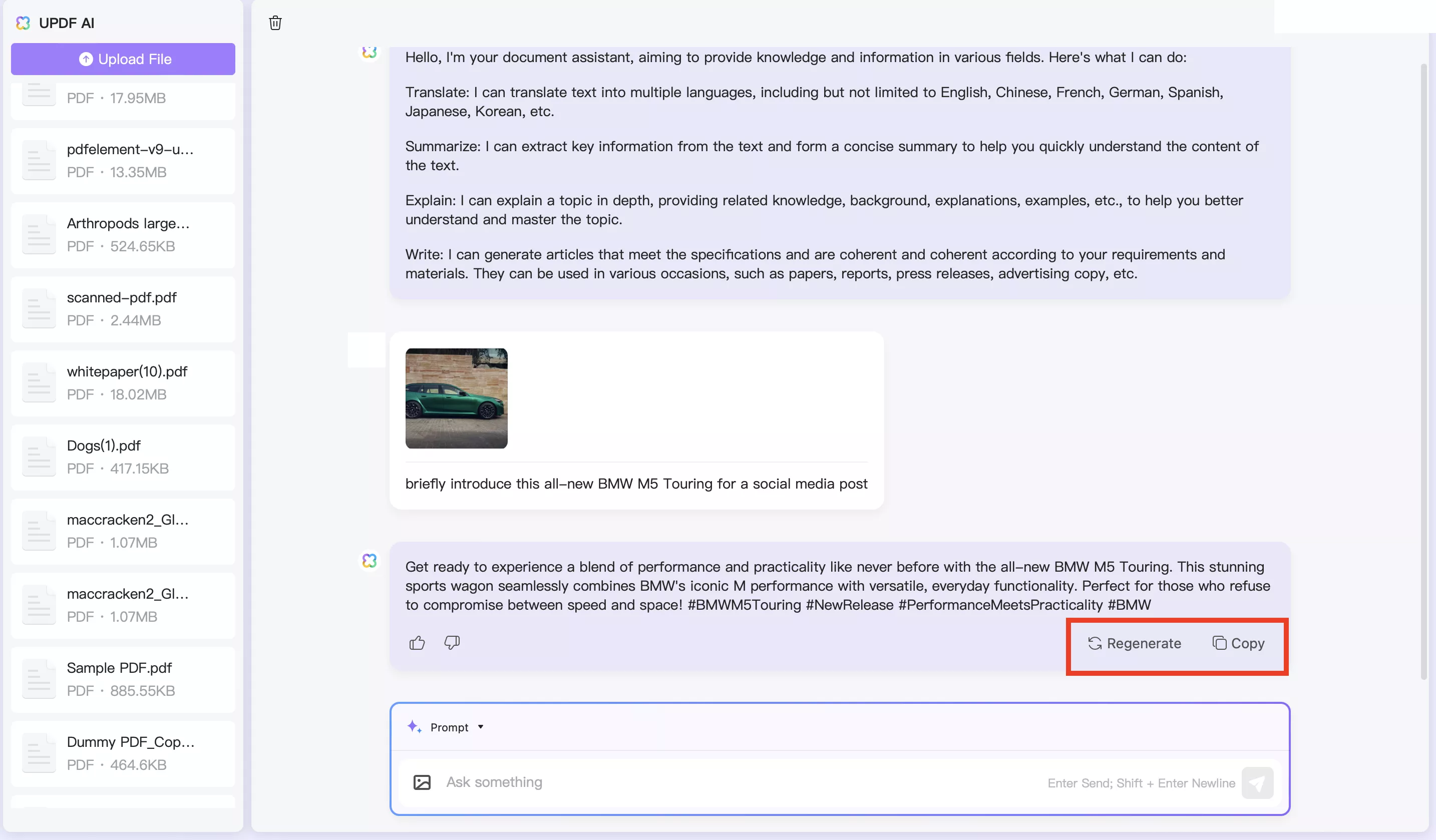 copy the generated social media post with updf’s online ai