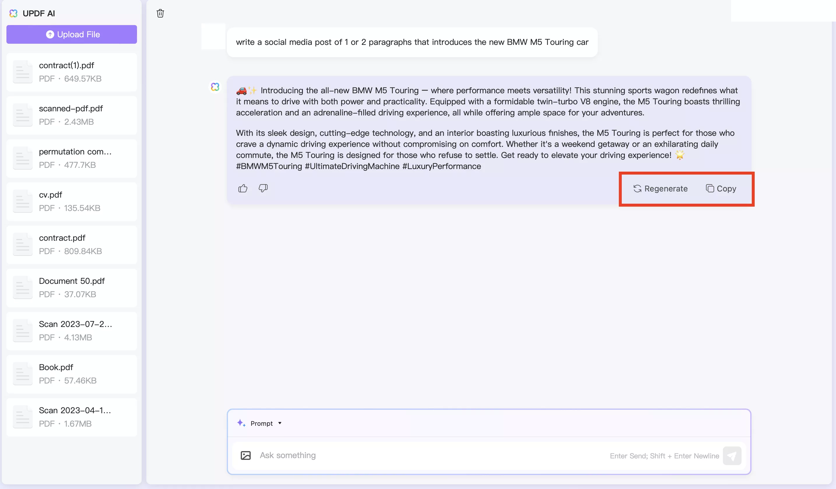 create a social media post with typing the prompt via UPDF’s Online AI