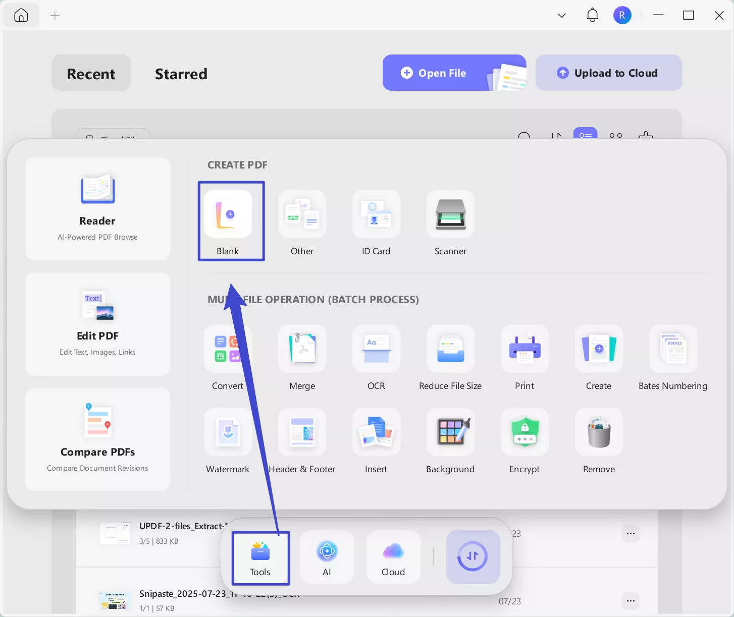 Create blank PDF with UPDF Windows