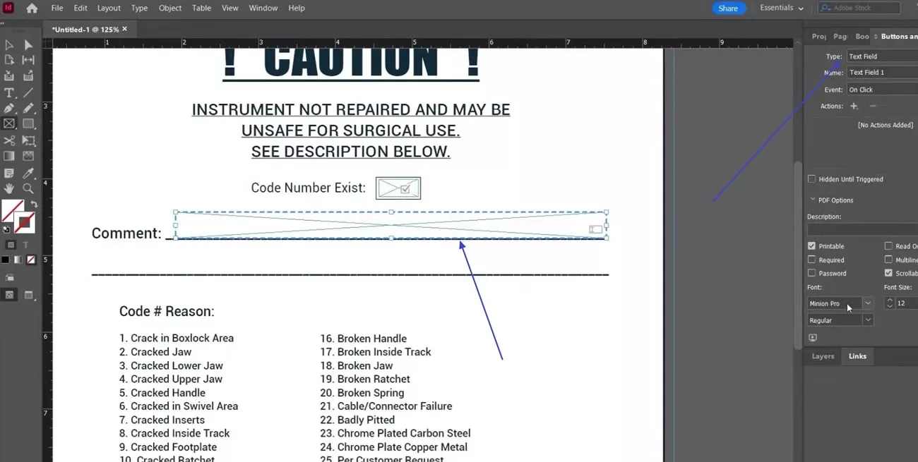 change rectangle to text field