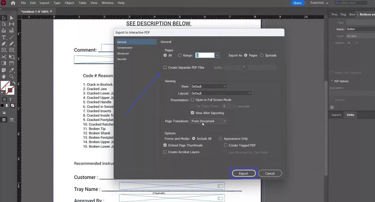 export as pdf indesign