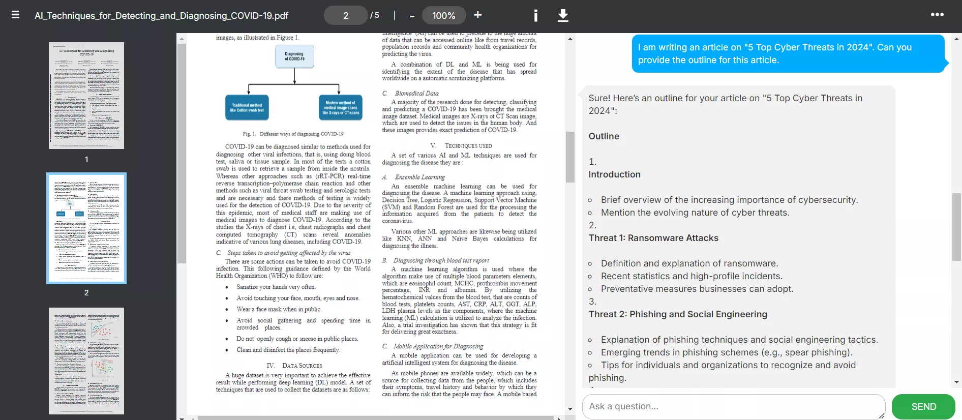 chat beyond pdf in docalysis