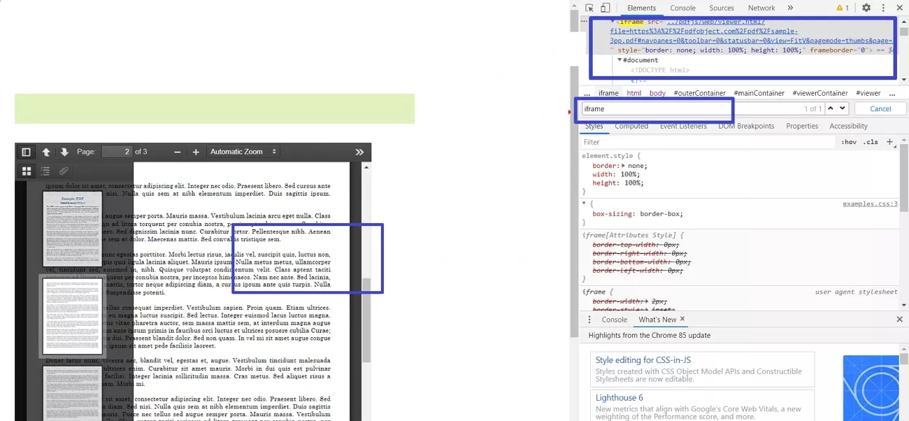 use inspect element to save pdf