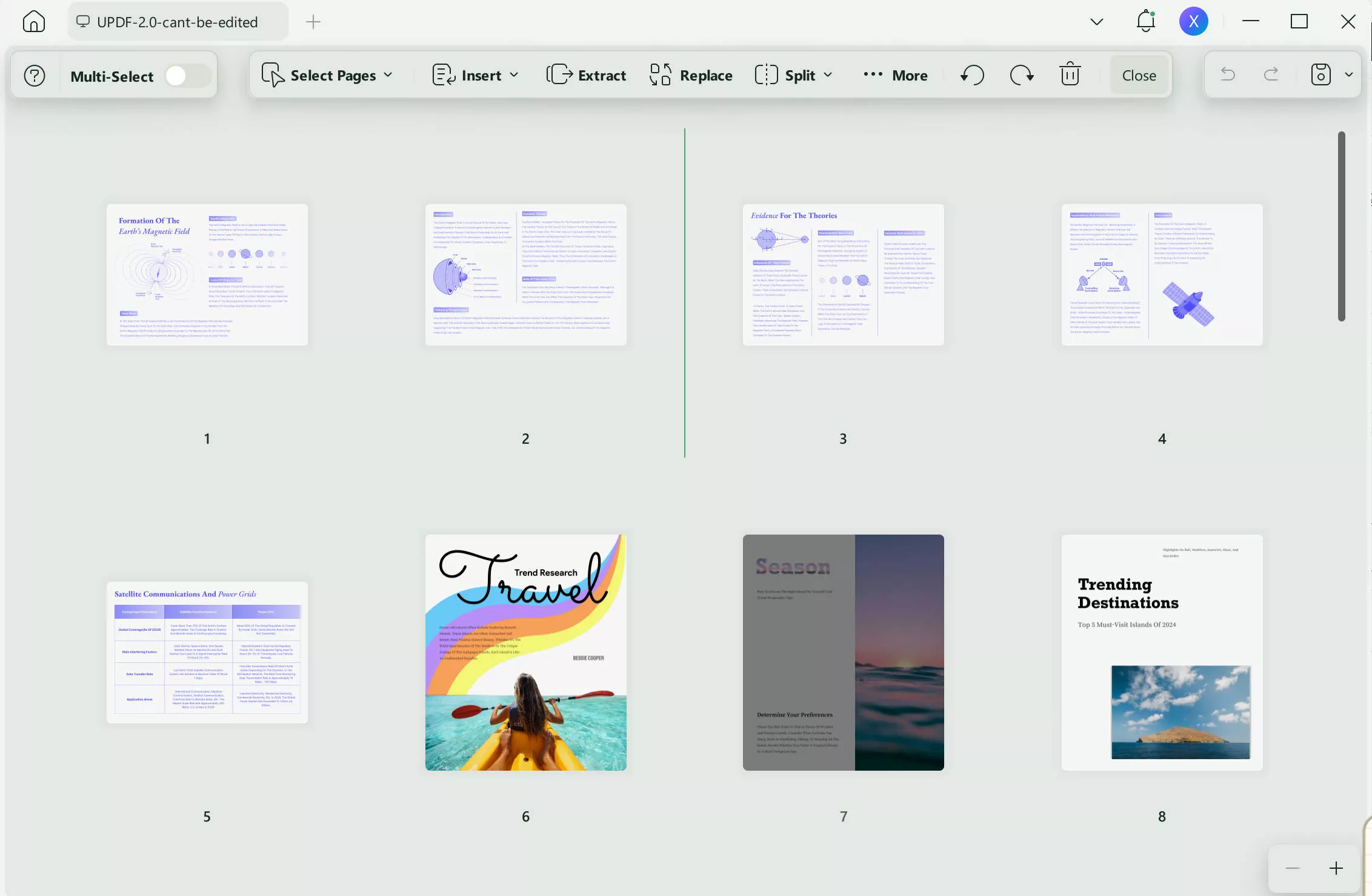 select and move the page in updf