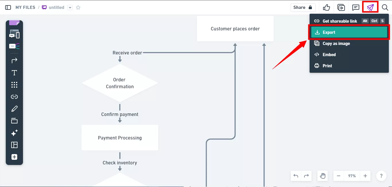 export the flowchart from whimsical