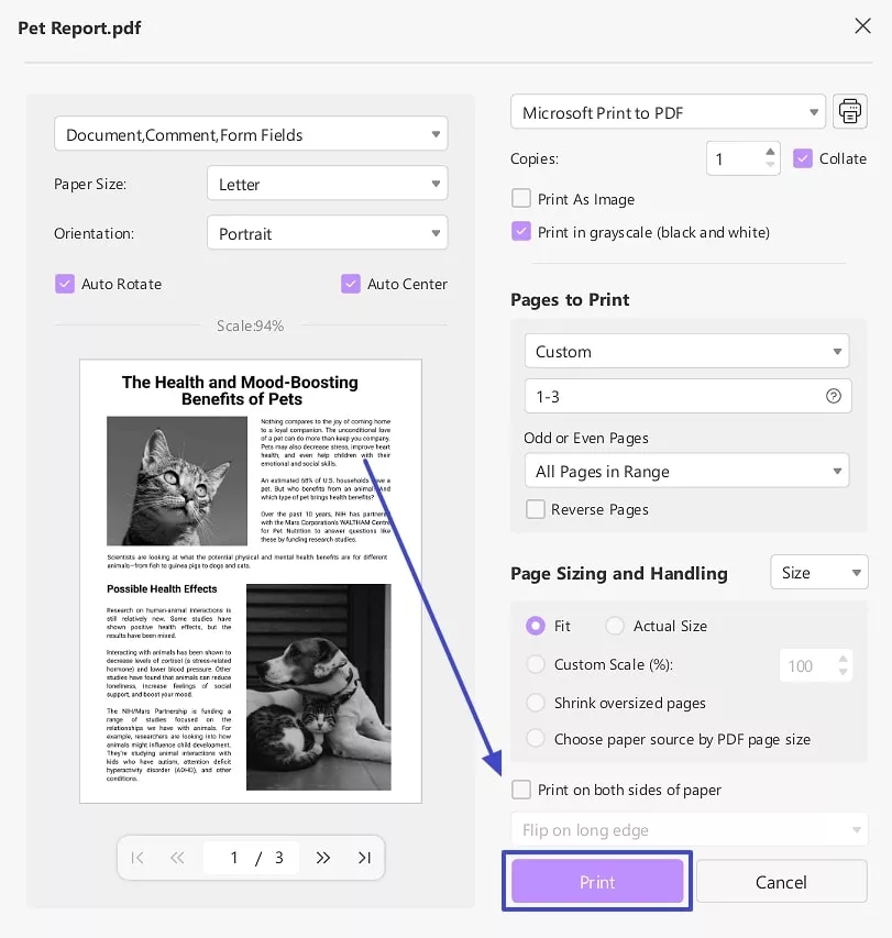 adobe acrobat single side printing