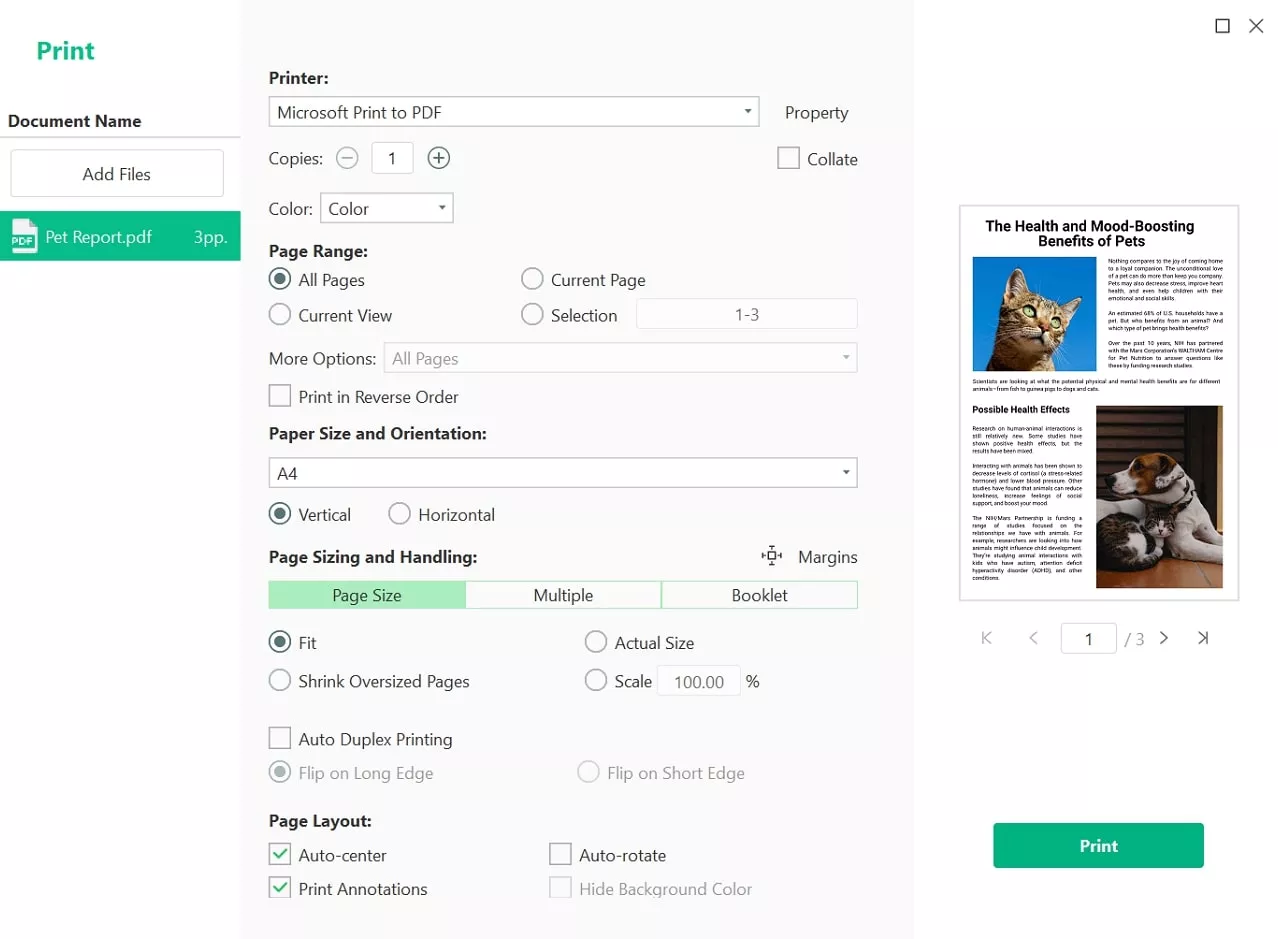 foxit pdf single side printing