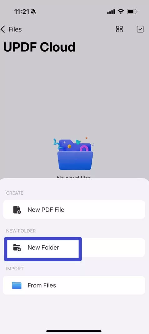 upload file to UPDF Cloud from Phone