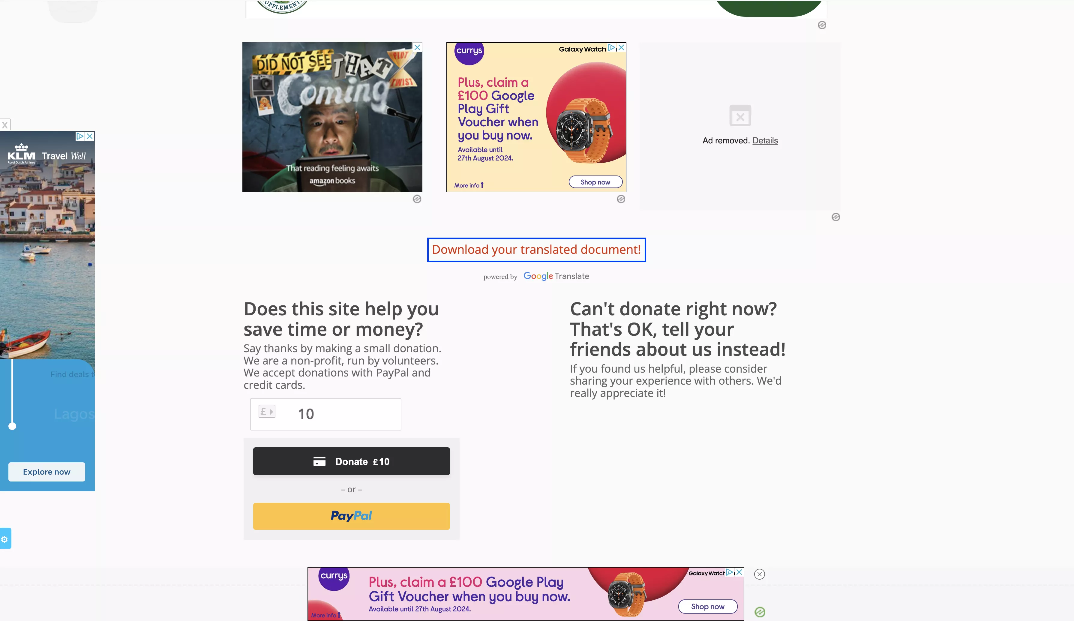 click download your translated document with onlinedoctranslator