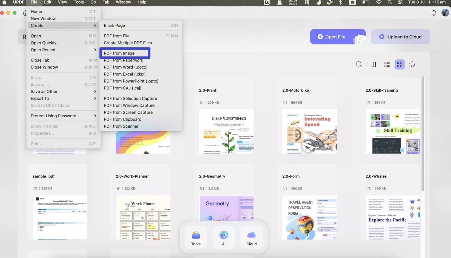  create pdf from image with updf