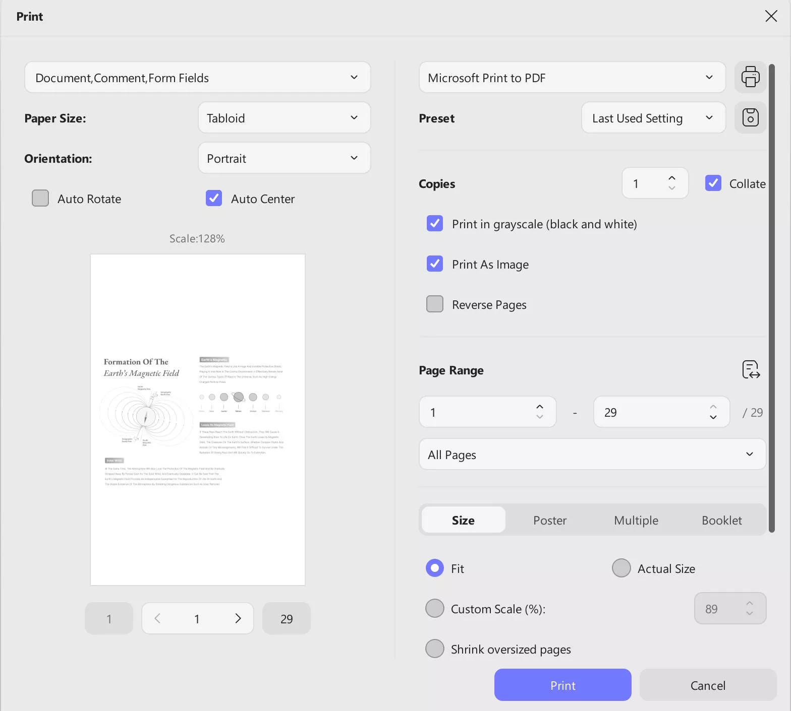 define single side print settings