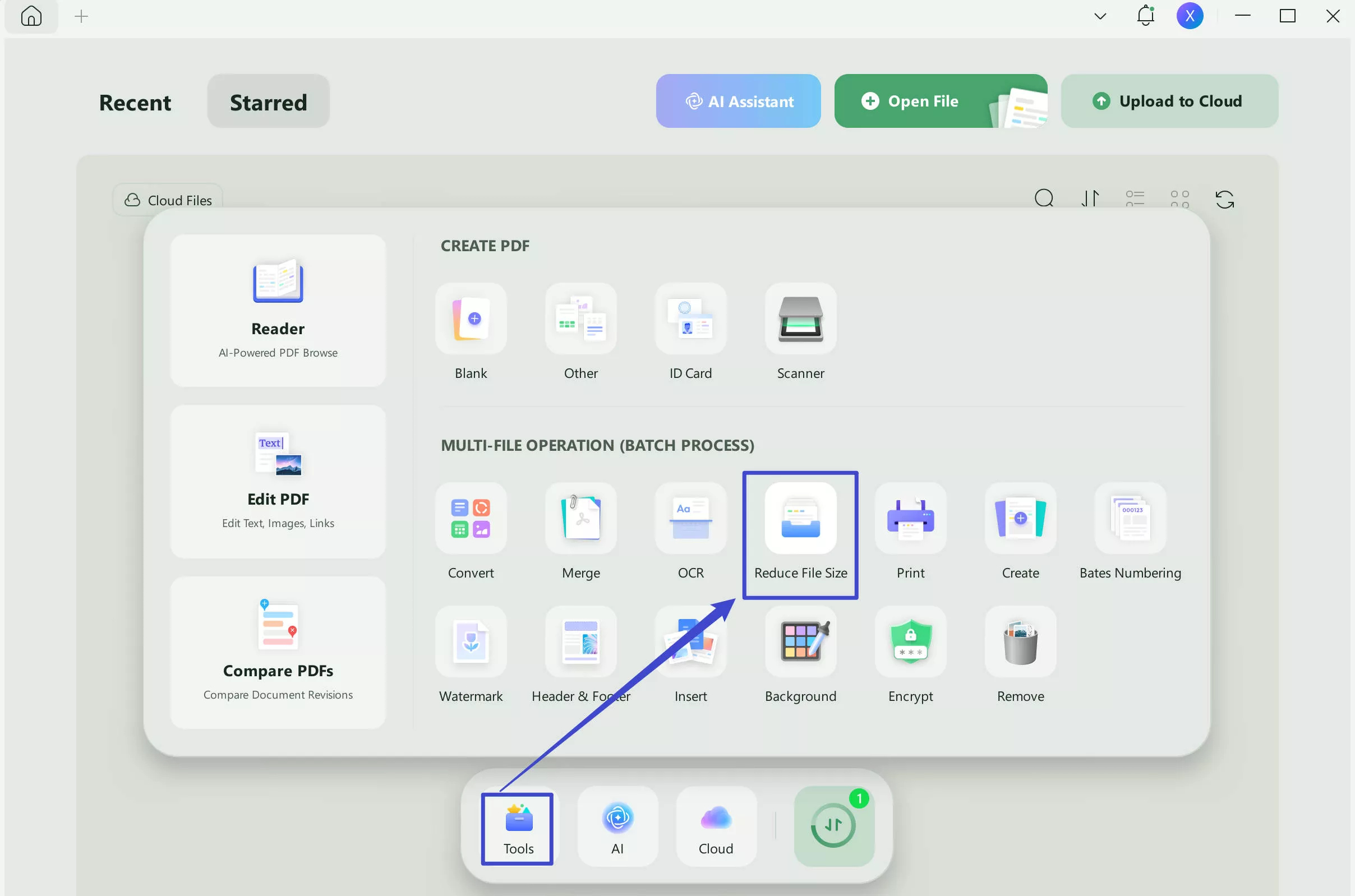 compress pdf from pdf tools in updf