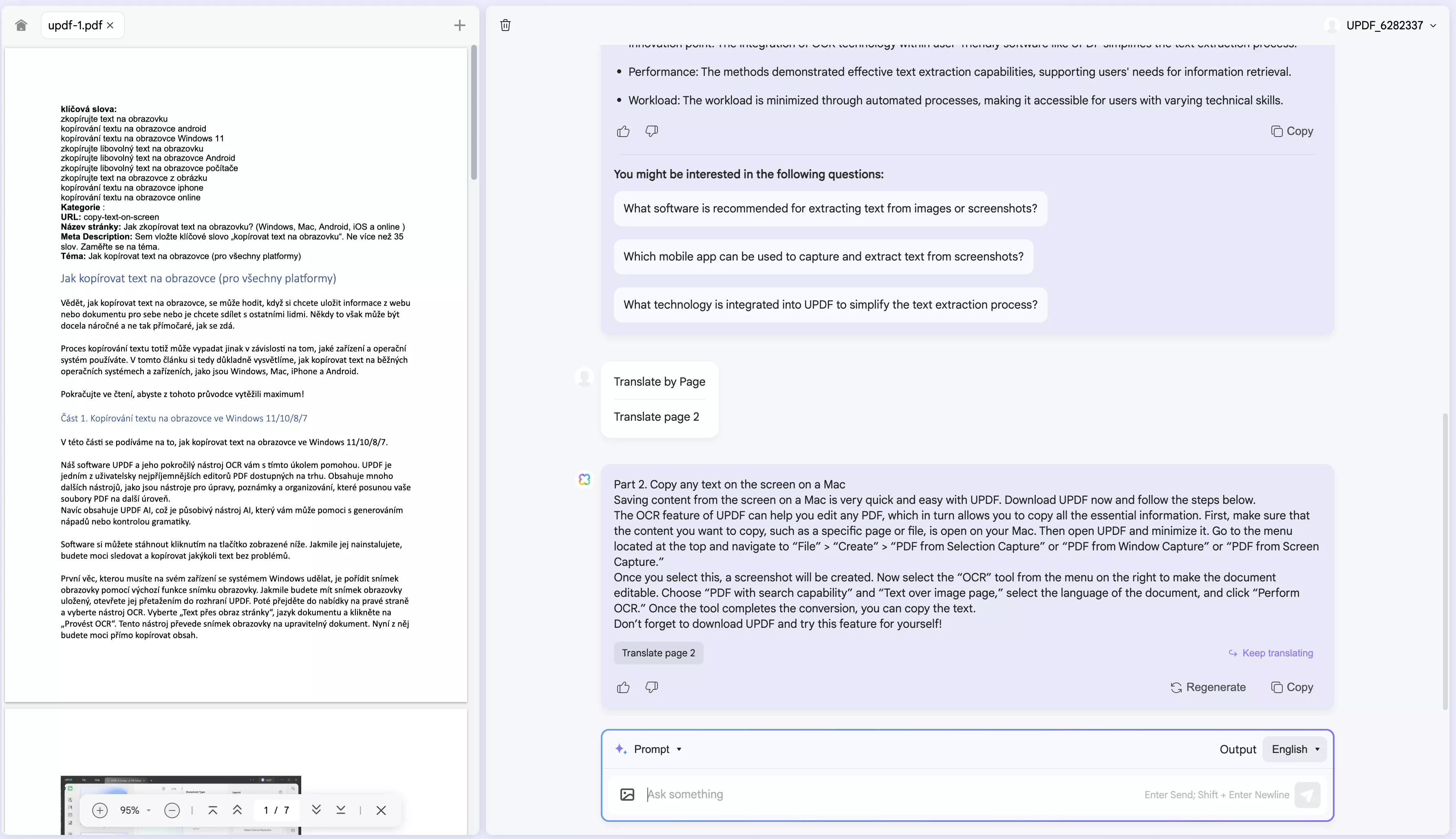 regenerate the translated page with updf’s online ai assistant