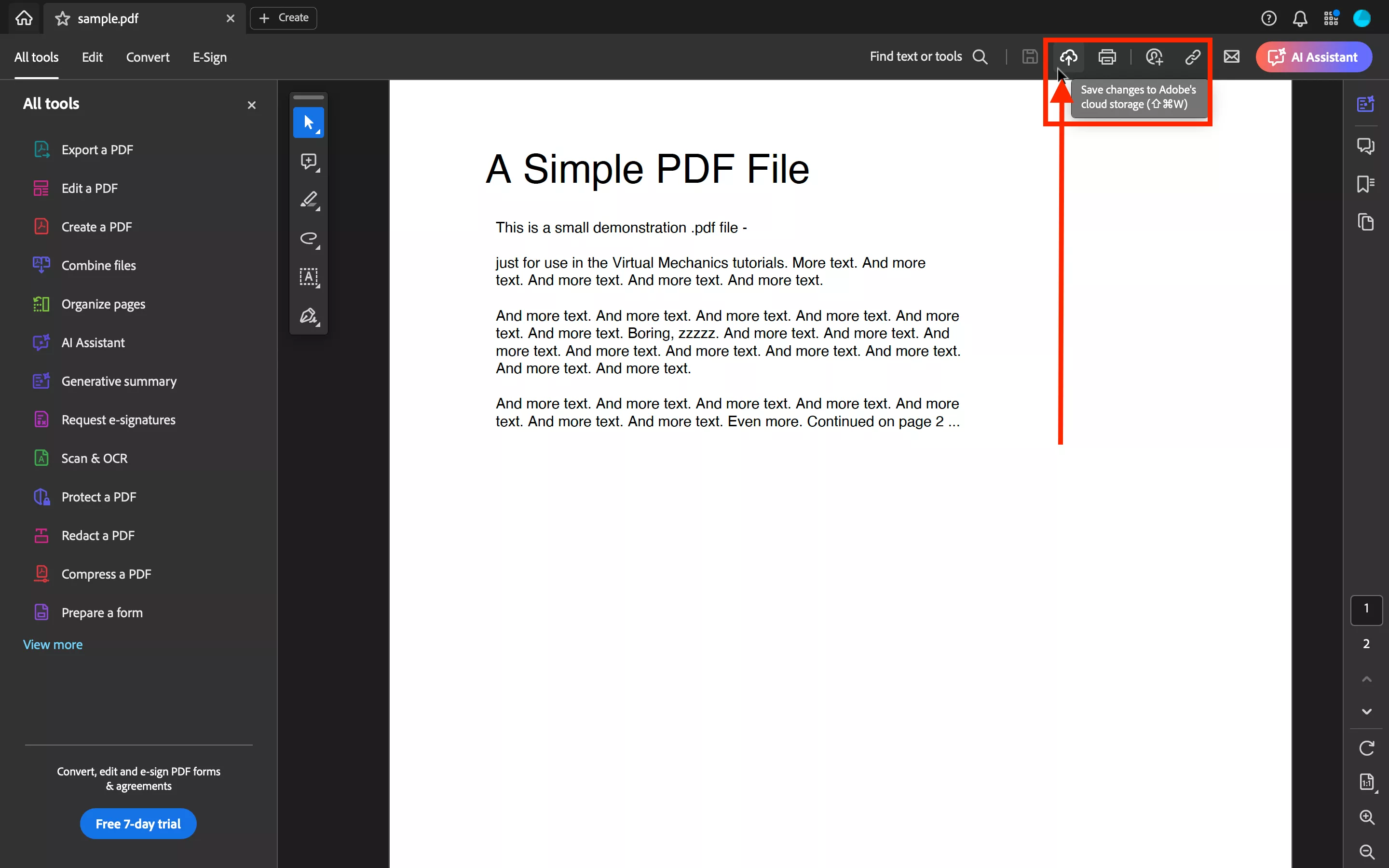 save changes to adobe cloud storage