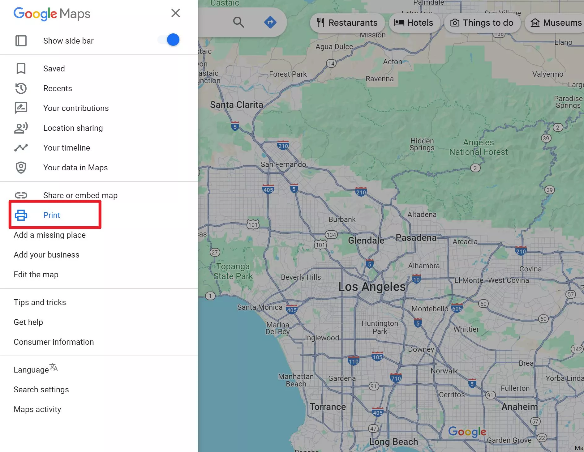 Select "Print" from the drop-down menu.