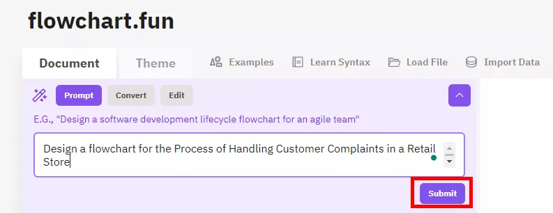 send prompt to flowchart.fun