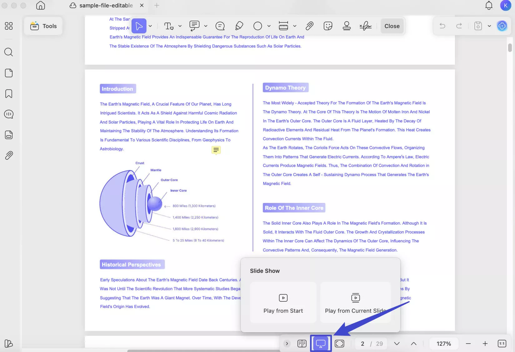 slideshow pdf with updf