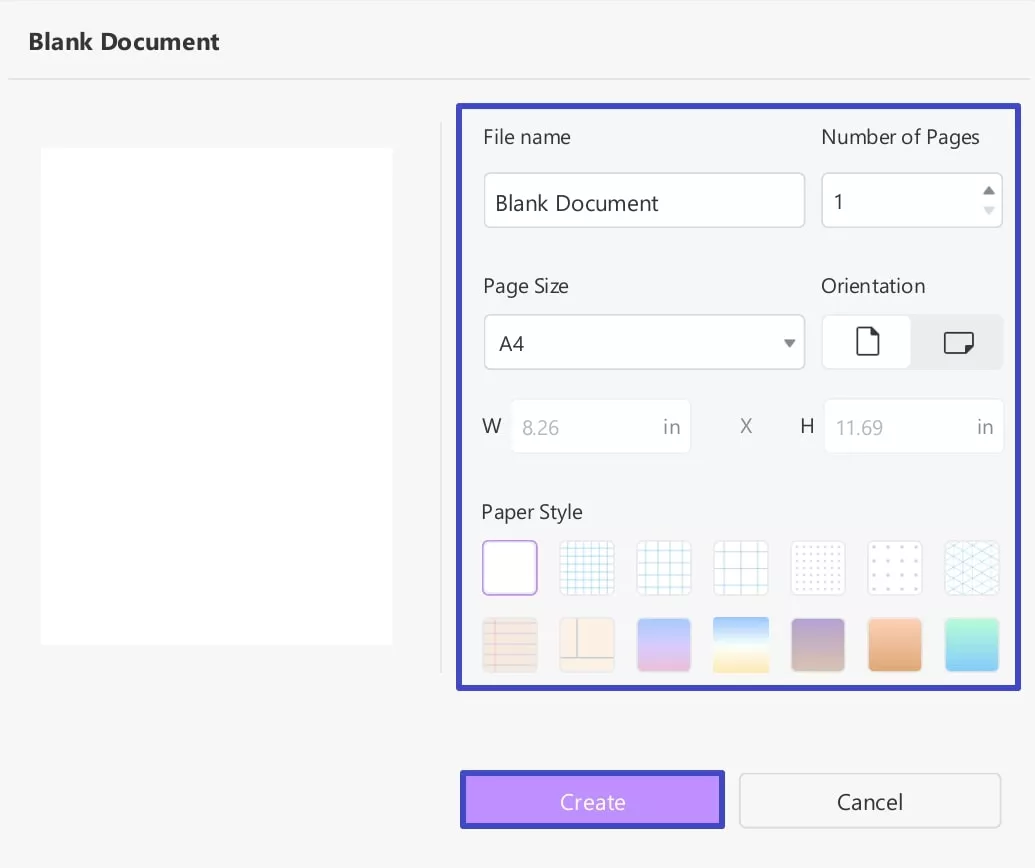 create new blank pdf updf