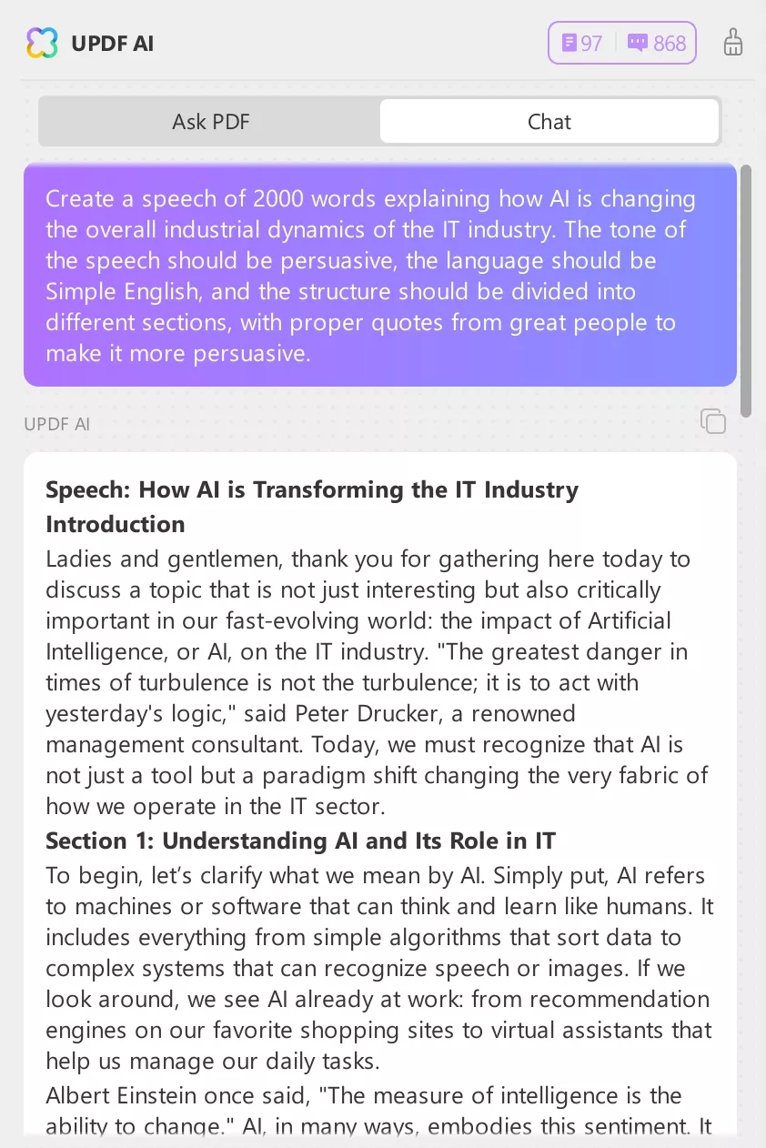 access updf ai feature
