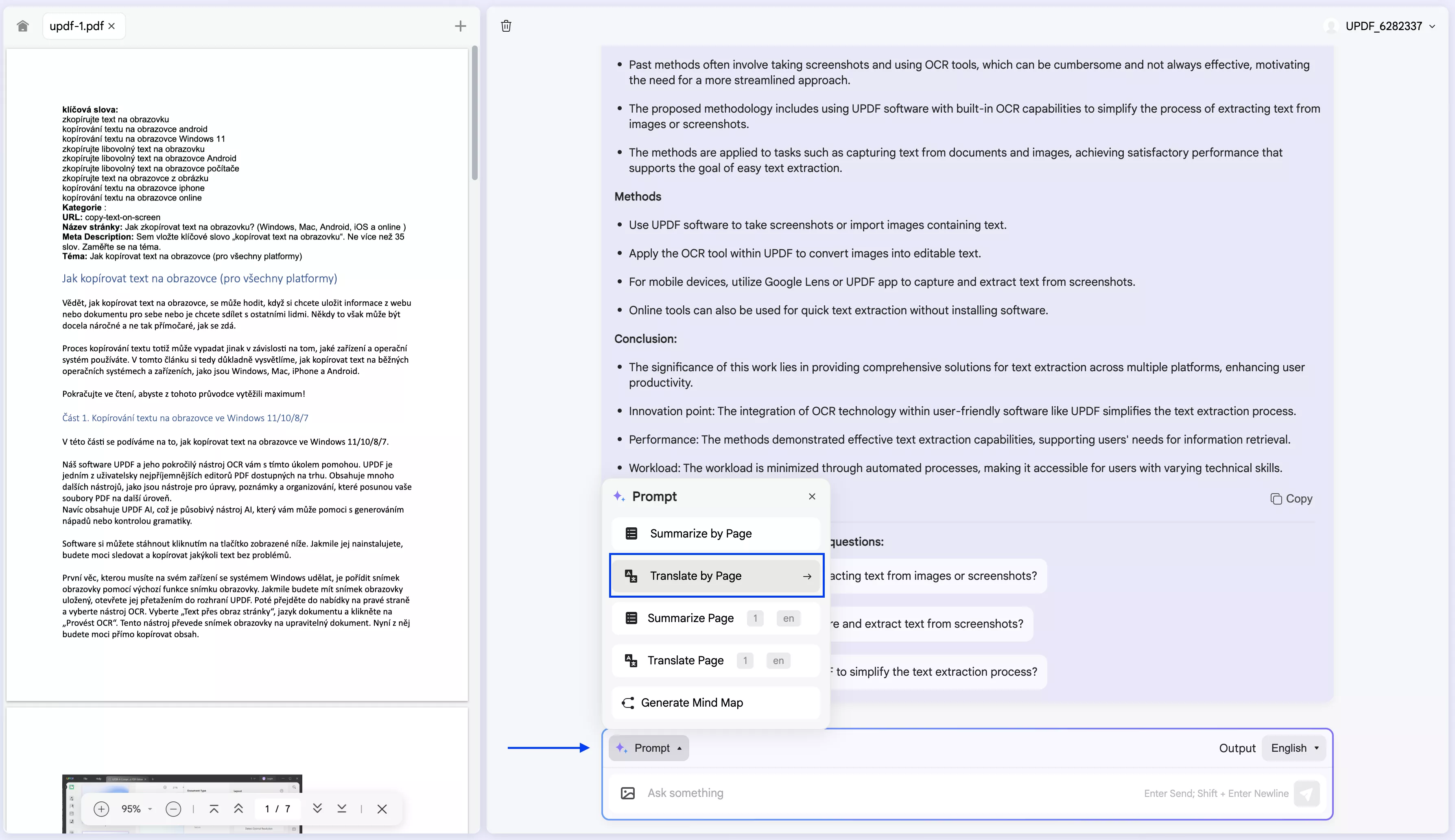 translate by page with updf’s online ai assistant