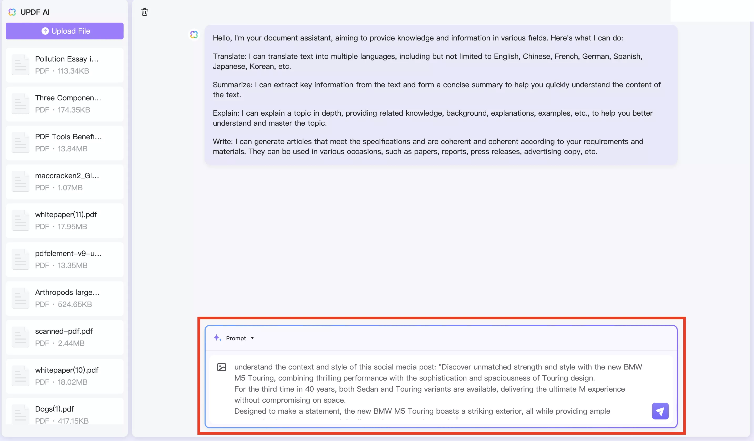  understand the content and style with UPDF online AI