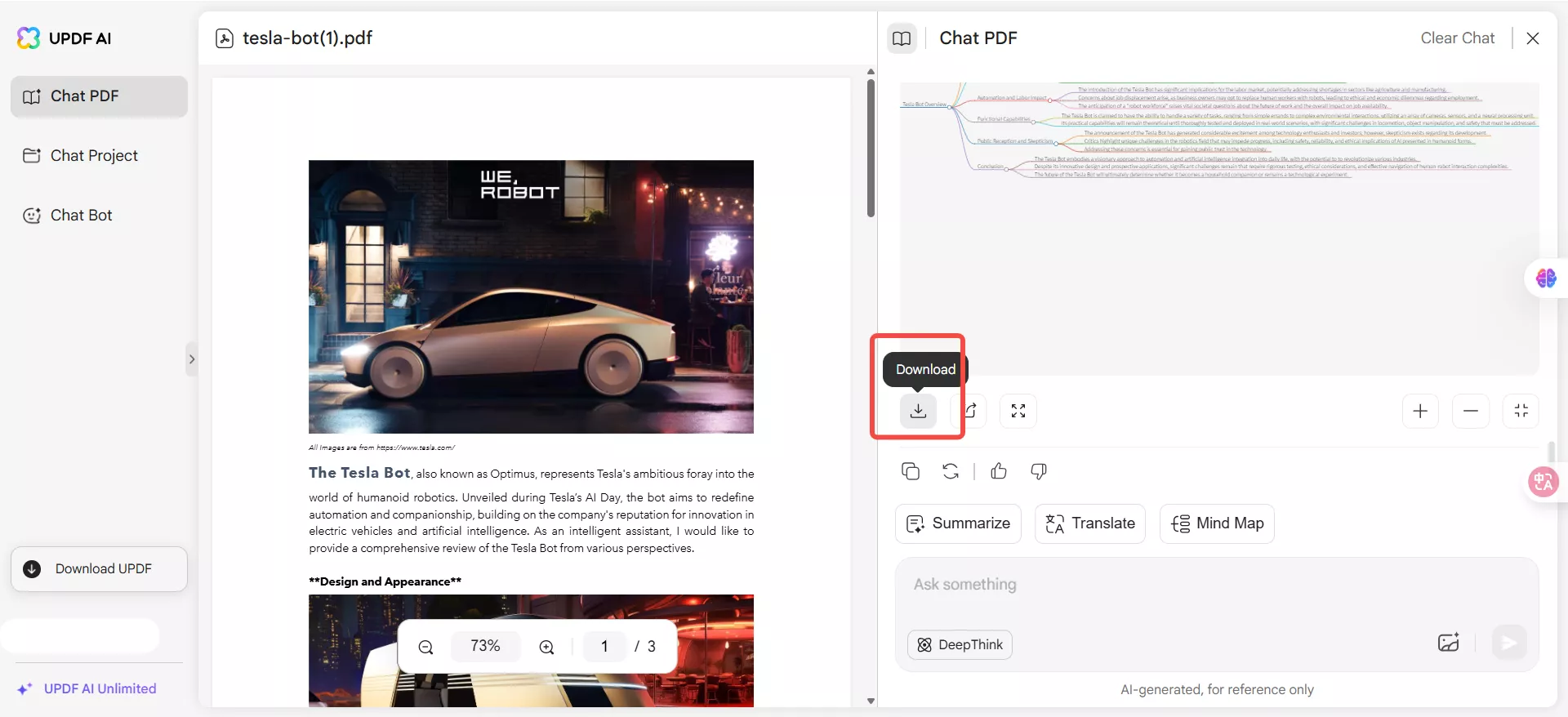 download the mind map in updf ai