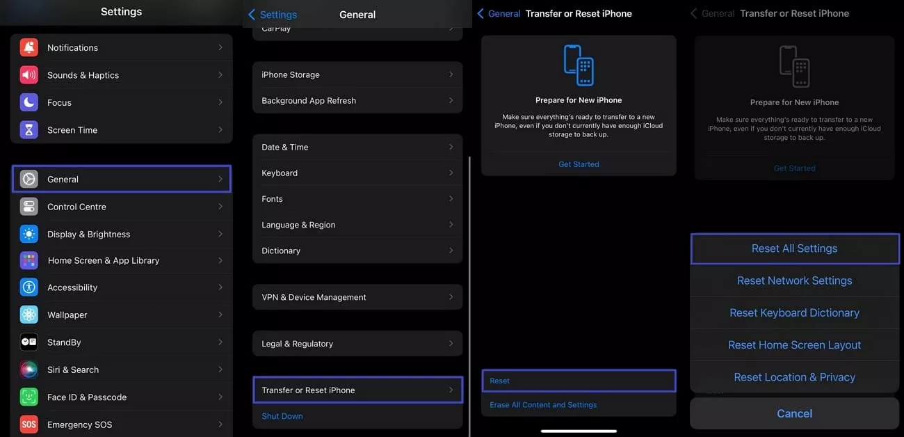 proceed to reset iphone