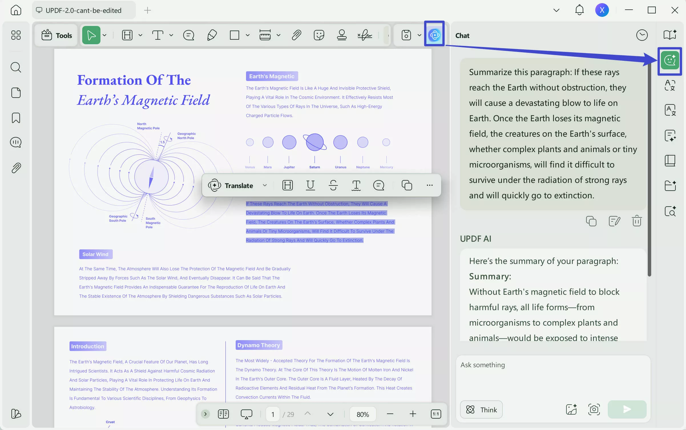 switch to summary mode in updf