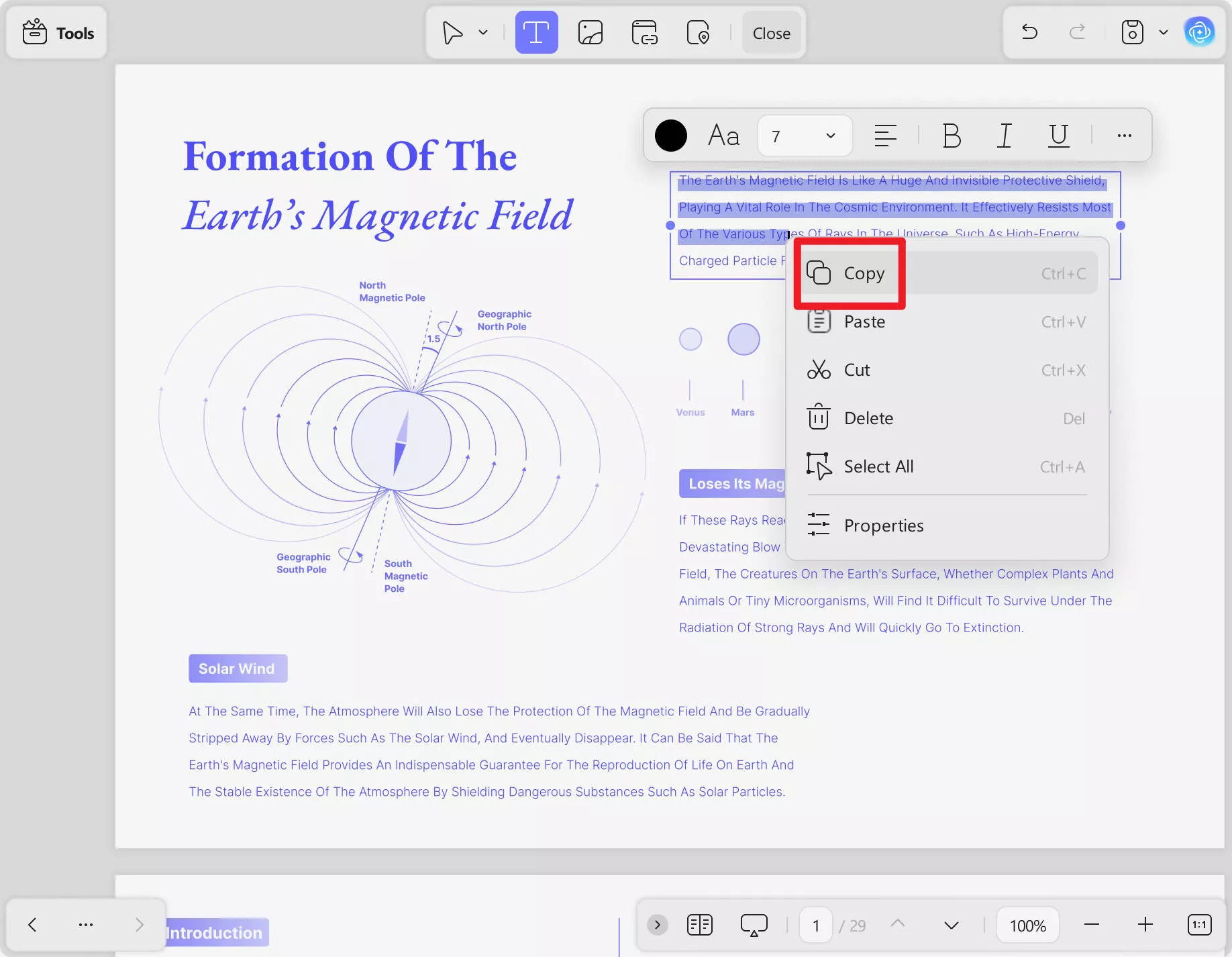 copy text in updf’s reading mode with UPDF