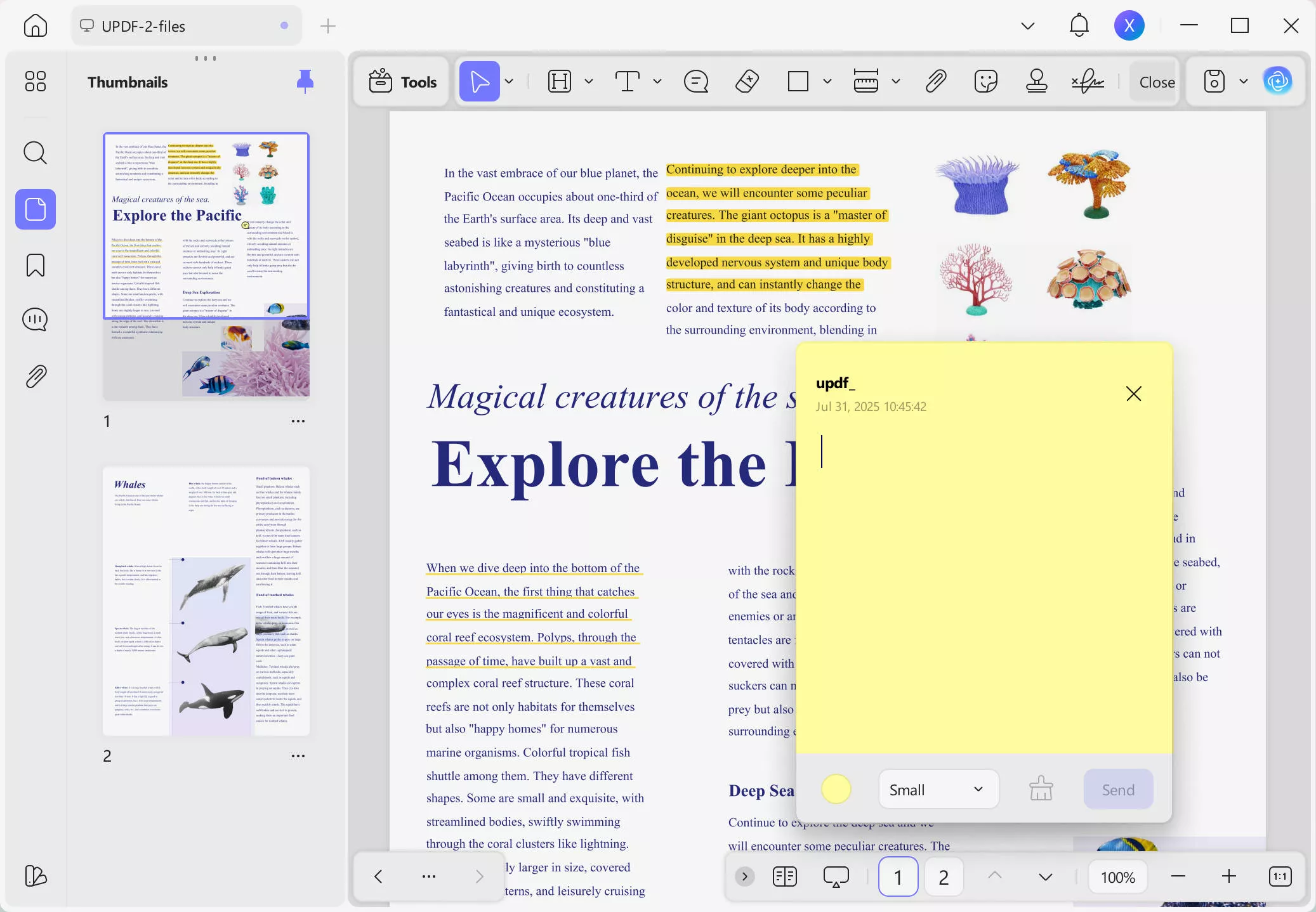 Choose any annotation you want and choose the Delection icon to erase it.