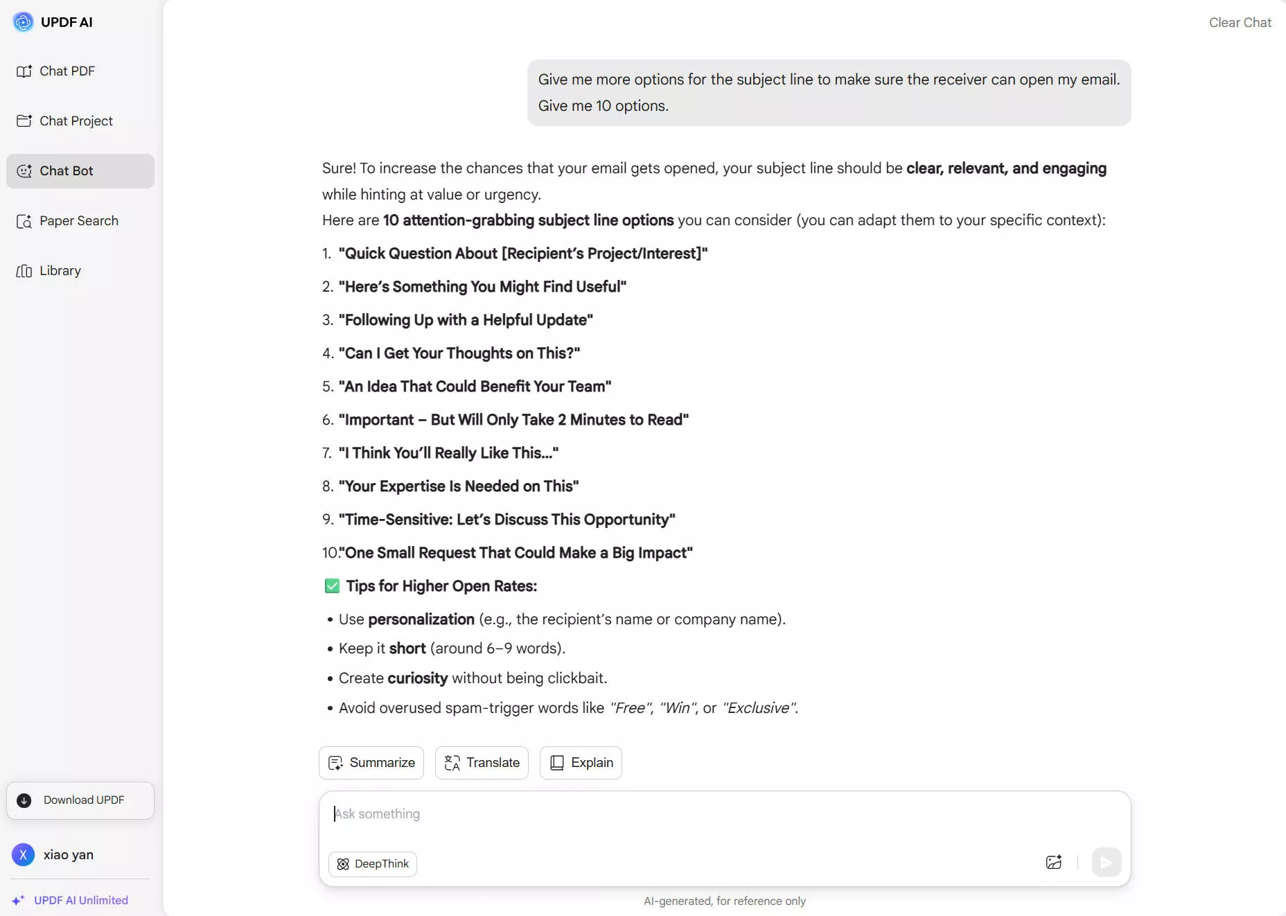  let updf ai write the subject line