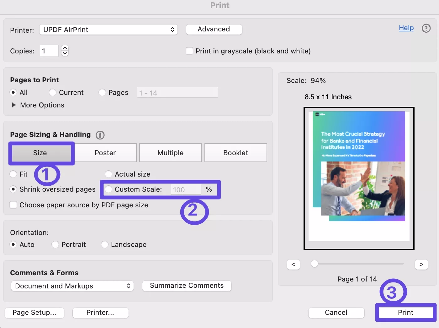print setting of adobe