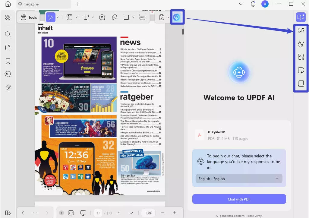 use updf ai for pdf books