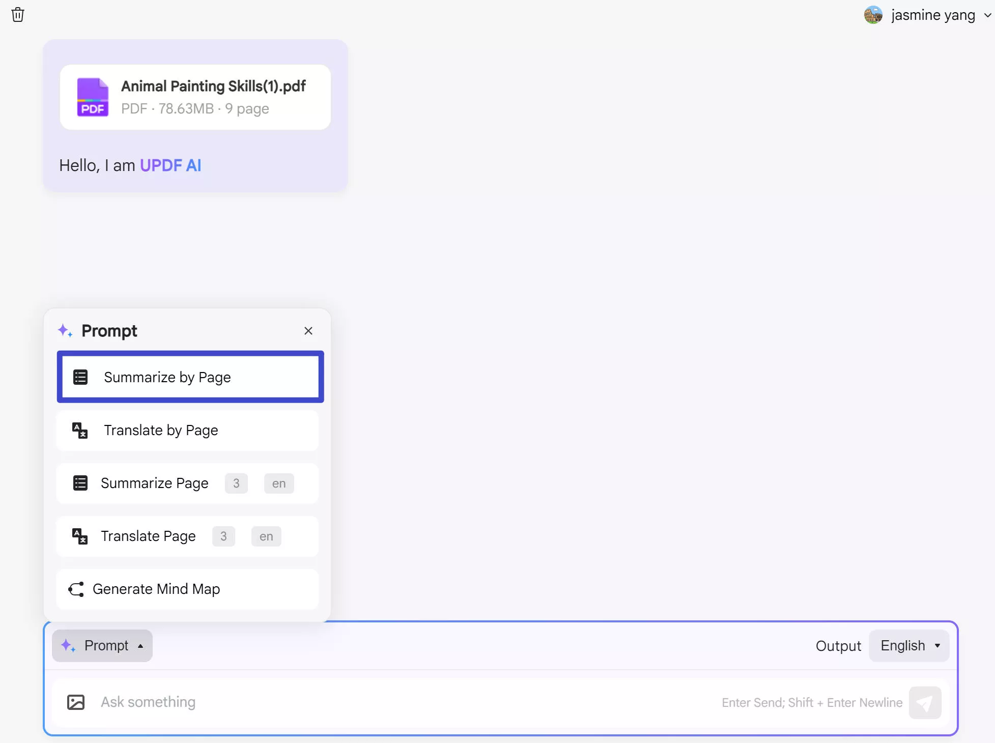 choose the summarize by page option