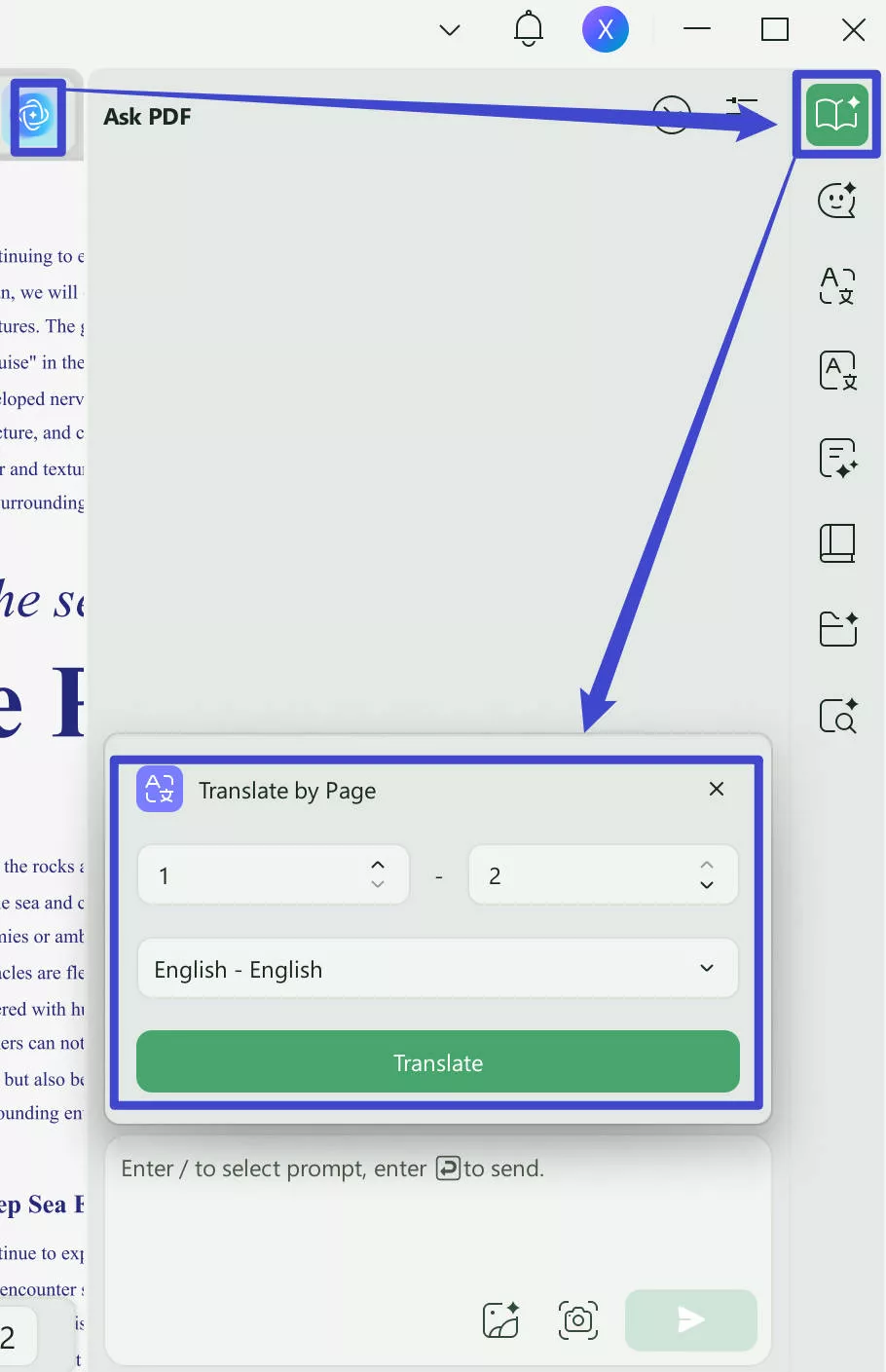 translate the content by page with updf ai on windows and mac