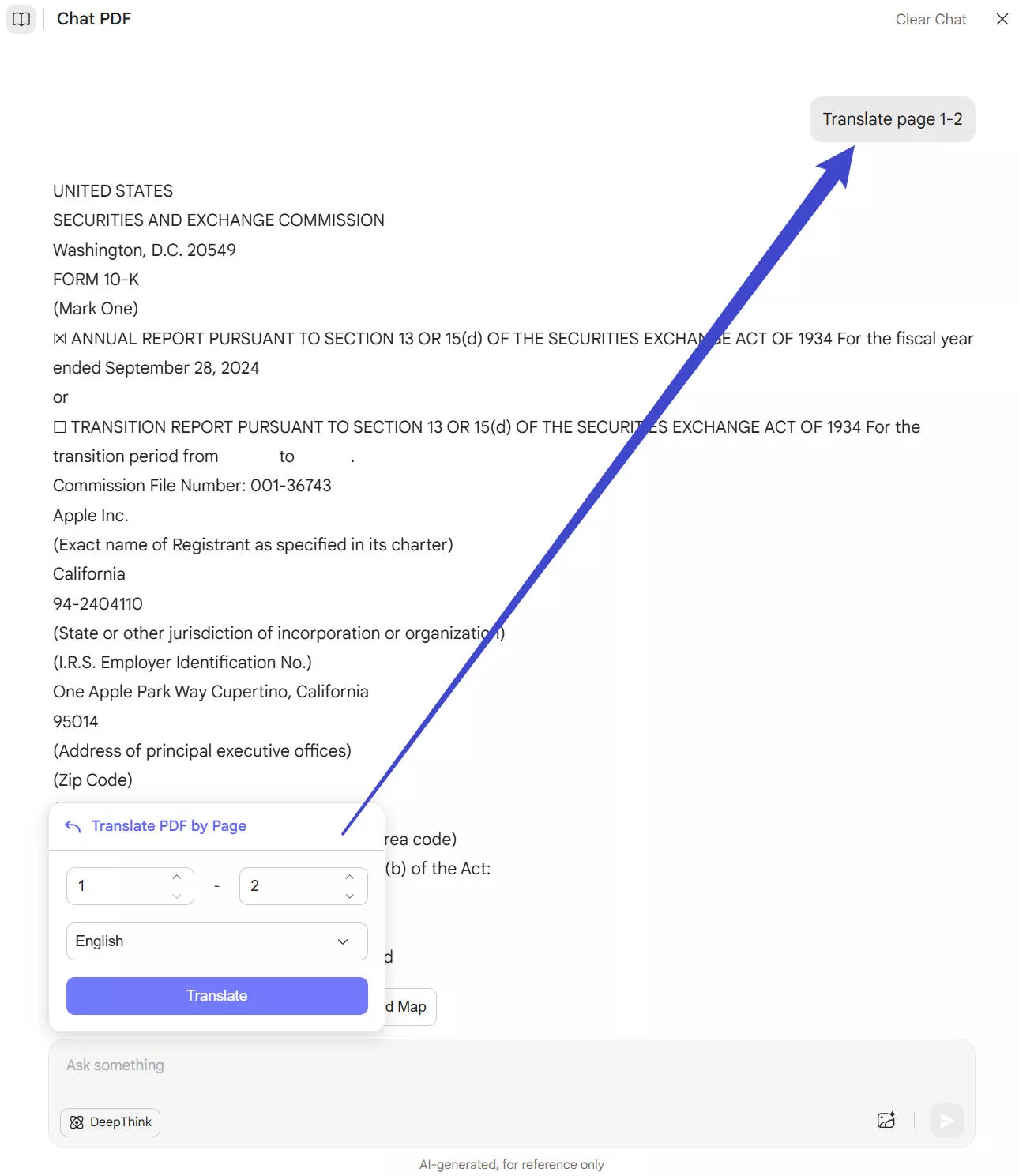 translate gujarati pdf to English with updf online ai assistant