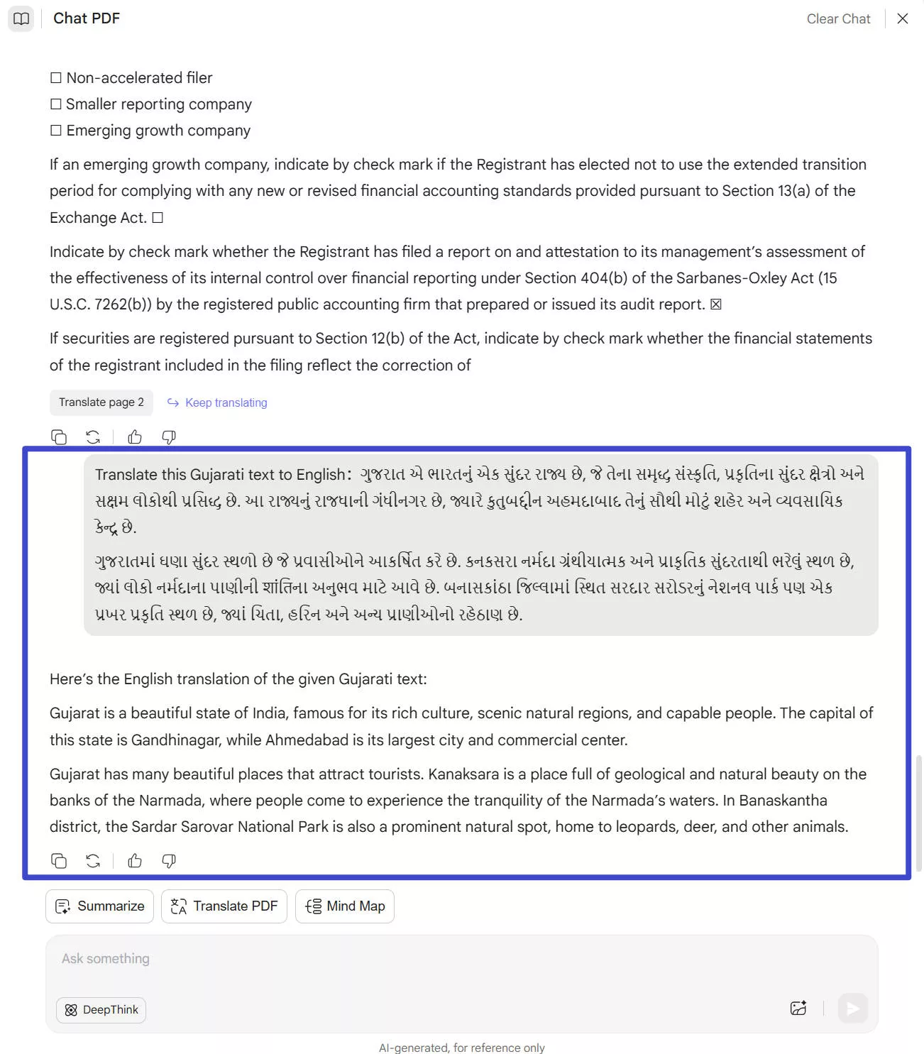 enter the prompt to translate with updf online ai assistant