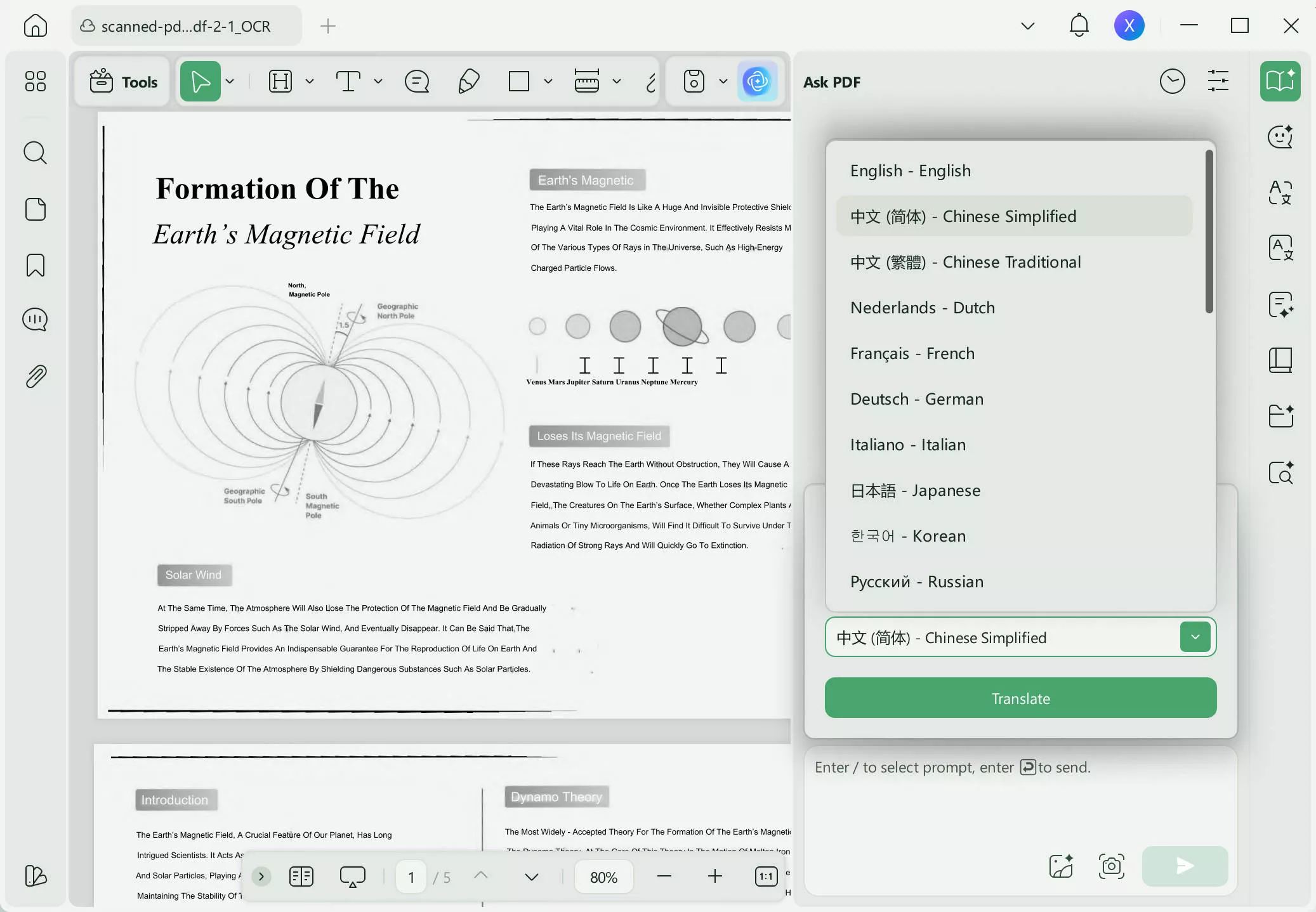 translate by page with updf ai