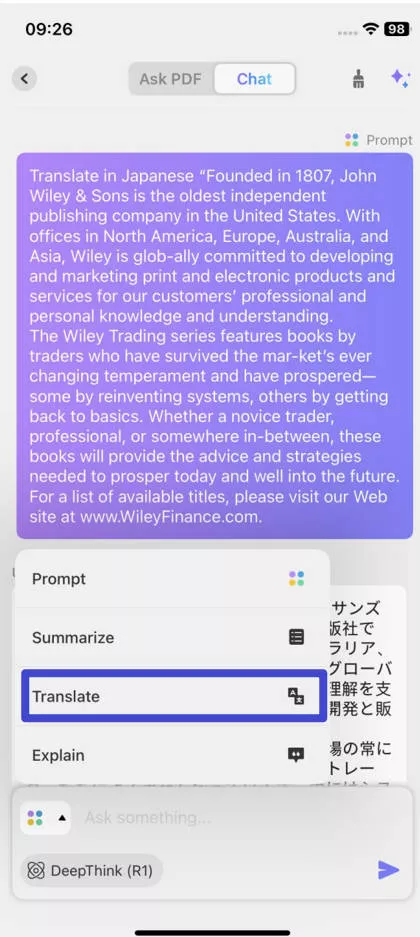translate by page with updf ai on android