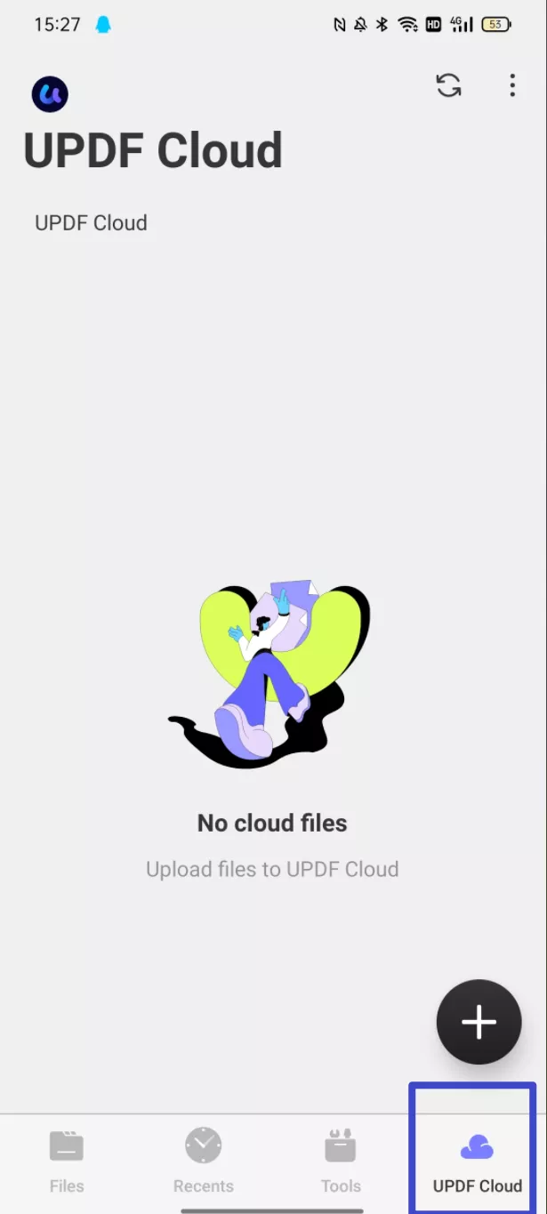 tap the updf cloud option in updf android