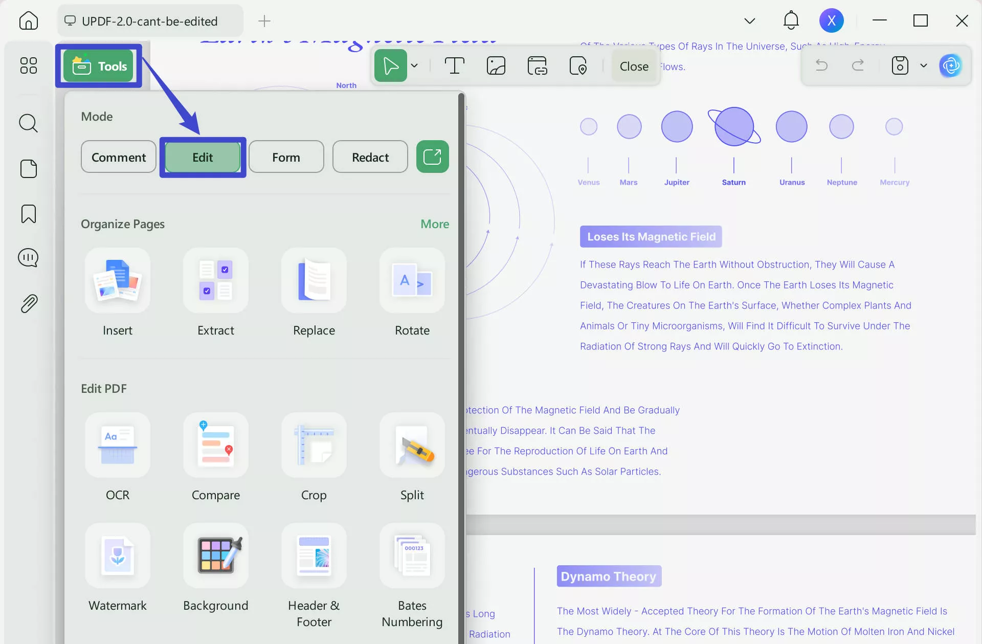 use edit pdf feature