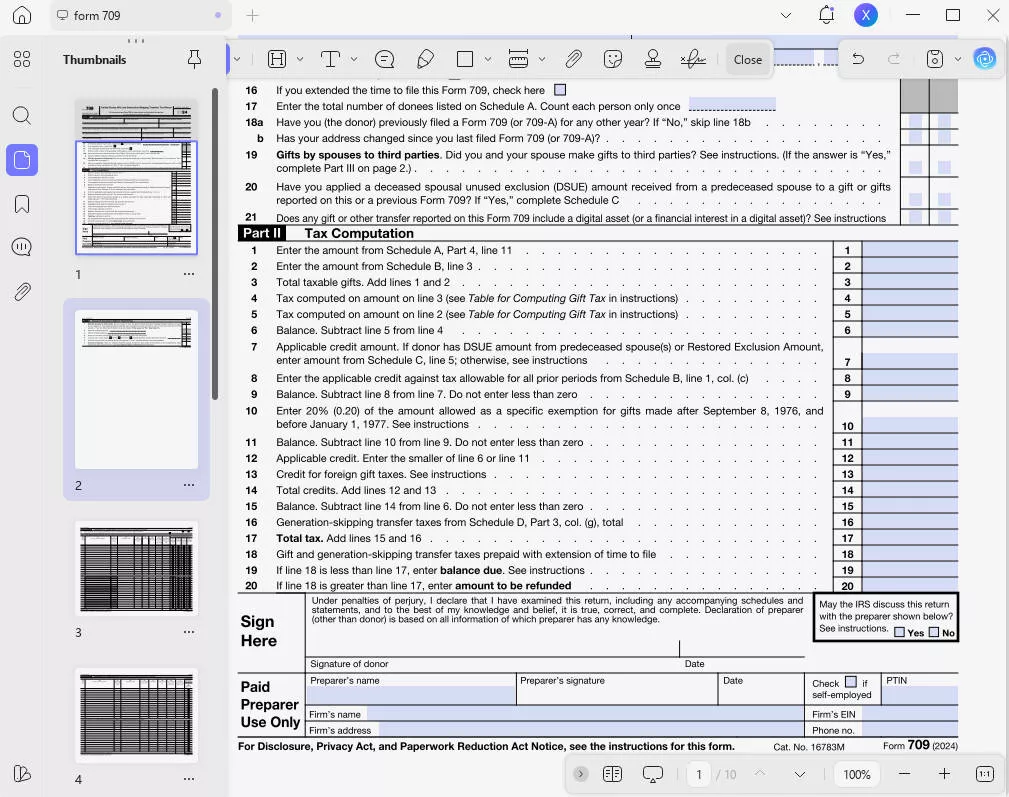 Calculate Taxable Gifts
