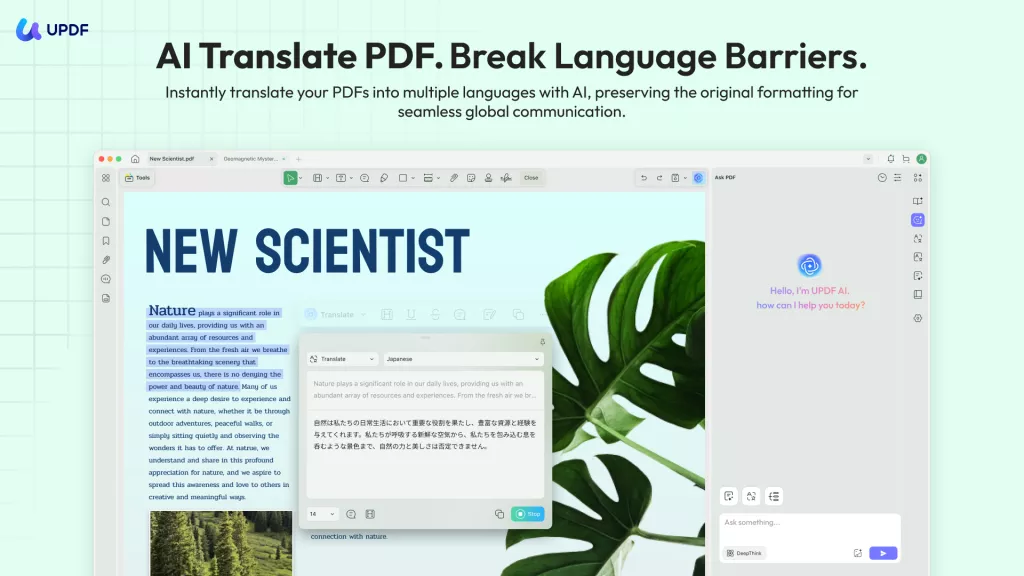 updf ai translate pdf