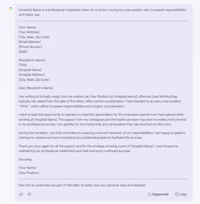 accepting a new post resignation letter by updf online ai