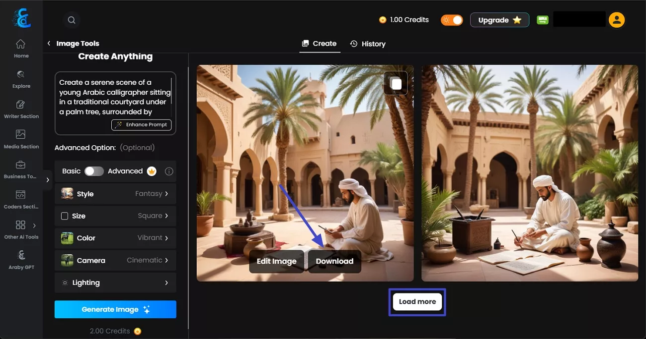 load more or download results