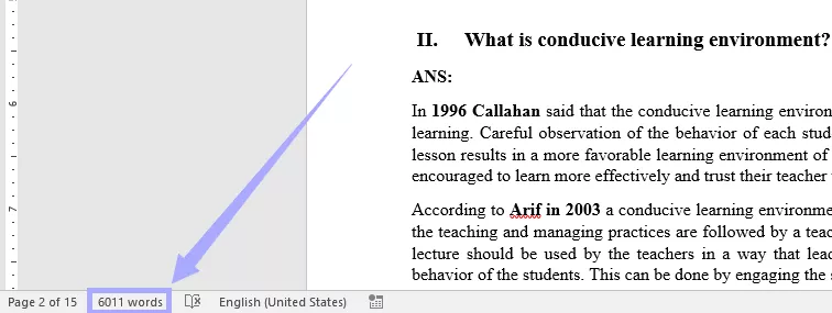 click the word count in microsoft word
